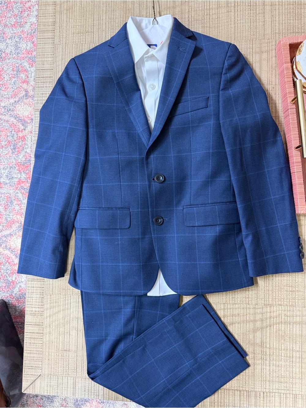Class Club Navy Windowpane Suit Jacket and Pants